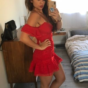 PAIGE DRESS  X BY NBD  - Red Lace Dress (Revolve)